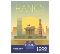 Hanoi Travel Puzzle 1000 Pieces, Romantic City Break Scene, Decorative Artwork, Thick Cardboard Pieces, Birthday Gift for Home Décor Fans, 52x38cm/1000pcs