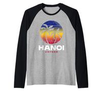 Hanoi Vietnam Vietnamese Capital Retro 80s Style Raglan Baseball Tee