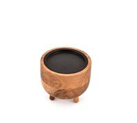 Hanol Candlestick Holders Acacia Wood Natural Round Candle Holder for Centerpiece or Shelf Accent with Three Legs for Candles, Boho Farmhouse Decor (4" X 4" X 3.5”)