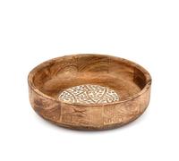 Hanol Fruit Bowl Mango Wood Decorative Bowl for Fresh Fruit Display or Dining Table Centerpiece, Farmhouse Table Centerpieces (10" X 10" X 2.5")
