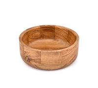 Hanol Handcrafted Acacia Wood Decorative Fruit Bowl - Rustic Wooden Serving Bowl for Kitchen Counter, Dining Table, Snacks, Salads, Bread & Desserts (8" X 8" X 3")