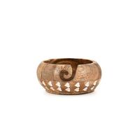 Hanol Yarn Bowl Handcrafted Mango Wood with Small White Heart & Yarn Guide - Ideal Gift for Crafters (6" X 6" X 3'')