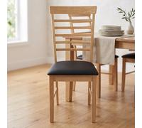 Hanover Dining Chair - Set of 2 - Ladder Back - Natural and Black - Light Oak and Faux Leather