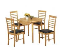 Hanover Light Oak 4 Seater Round Drop Leaf Dining Set
