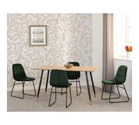 hanover oak wooden dining table with 4 lyster green chairs