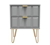 Crowndale Cube 2 Drawer Dusk Grey Bedside Table Ready Assembled - Wilko