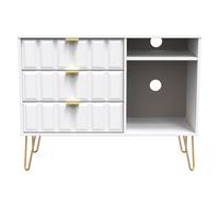Hanover Ready Assembled 3 Drawer TV Unit in White Matt - Welcome Furniture | TJ Hughes