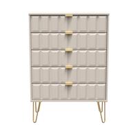 Welcome Furniture Ready Assembled Cuba 5 Drawer Chest - Kashmir Matt, Multi