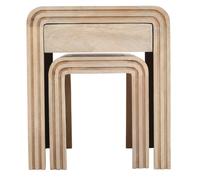 Hanover Ribbed Carved Mango Wood Nest of 2 Tables with Drawer