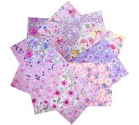 HANPATQUI 50PCS 8 x 8 inch 100% Cotton Fat Quarters Fabric for Sewing and Quilting Bundles Precut Fabric Square for DIY Craft Patchwork-Pink Printed