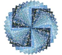 HANPATQUI 50PCS 8 x 8 inch Blue Printed 100% Cotton Fat Quarters Fabric for Sewing and Quilting Bundles Precut Fabric Square for DIY Craft Patchwork