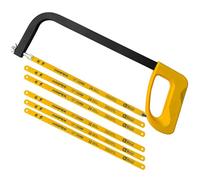 Hanpex 12in./300mm High-Tension Hacksaw Frame with 5pcs Extra Bi-Metal Blades, Hand Saw Suitable for Metal, Wood, PVC, Carpentry