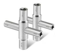 Hanpex 4-Way Sillcock Key Wrench, 1/4", 9/32", 5/16", 11/32", Fits Most Sillcock, Stopcock, Water Spigots, Wall-Hydrant, Control Cabinet and Valves 2-Pack
