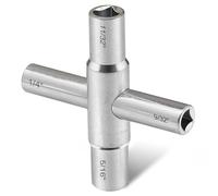 Hanpex 4-Way Sillcock Key Wrench, 1/4", 9/32", 5/16", 11/32", Fits Most Sillcock, Stopcock, Water Spigots, Wall-Hydrant, Control Cabinet and Valves