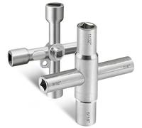 Hanpex 4 Way Sillcock Key Wrench Set, Multi-Functional Utilities Water Key, Fits Most Sillcock, Stopcock, Water Spigots, Wall-Hydrant, Control Cabinet and Valves, 2-Pk