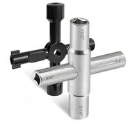Hanpex 4 Way Sillcock Key Wrench Set, Multi-Functional Utilities Water Key, Fits Most Sillcock, Stopcock, Water Spigots, Wall-Hydrant, Control Cabinet and Valves, 2-Pk