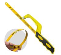 Hanpex Mini Hacksaw, Compact Hand Operate Aluminum Hack Saw with 30cm(12inch) Flexible Bi-Metal Hacksaw Blade - Small Cutting Saw for Metal and Wood