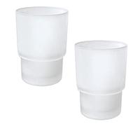 HANQ Toothbrush Cup, 2pcs Glass Tumbler Toothbrush Mug Replacement for Wall Mounted Toothbrush Holder, Mouthwash Cup for Bathroom Accessories (Frosted)