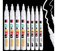Hanqing 8 PCS White Paint Pens, Permanent Marker Pens, Oil-based Waterproof Quick Drying Markers for Rock Painting, Glass, Metal, DIY Craft, Wood, Plastic (1.0mm, 3.0mm)