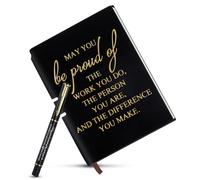 Hanqing Inspirational Personalised Notebook, Imitation Leather Notebook and Pen Set, Inspirational Stationery Gift Set, New Job Gifts for Women Men, Teacher, Friends, Employee (Black)