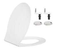 Hanra Oval Toilet Seat Soft Close & Quick Release, White Toilet Seat With Adjustable Top Fix Hinges, 450 X 360mm