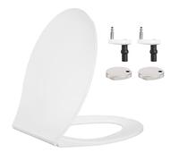 Hanra Oval Toilet Seat, Soft Close Toilet Seat with Quick Removal Feature for Easy Cleaning, Standard Toilet Seat White with Adjustable Top Fix Installation Hinges, 450L x 360W