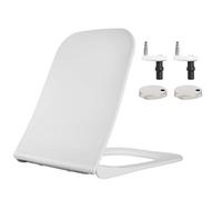 Hanra Square Soft Close Toilet Seat White Quick Release Easy Clean, Adjustable Top Fix Hinges, Standard Wc Seat 440 X 360mm