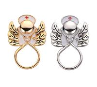 hanreshe Caduceus Brooch Pins 2 Pieces Medical Jewelry Gift for Doctor/Nurse/Medical Student Rod Of Asclepius Emergency Crystal Brooch Silver Gold Color (Wing Brooch)