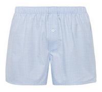 Hanro Mens Fancy Woven Small Vichy Check Cotton Boxer Shorts - Light Blue