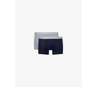 Hanro Mens Hanro Cotton Essentials Logo-Waistband Pack Of Two Stretch-Cotton Boxers Light Melange/Deep Navy M
