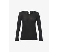 Hanro Womens Black Pure Silk Long-sleeved Silk-knit Top M