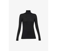 Hanro Womens Black Woolen Turtleneck Wool-silk Blend Top L