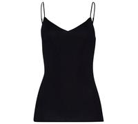 Hanro Womens Cotton Seamless V-Neck Spaghetti Top - Black