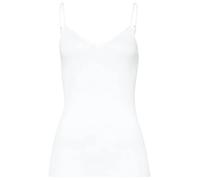 Hanro Womens Cotton Seamless V-Neck Spaghetti Top - White