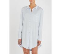 Hanro Womens Hanro Deluxe Cotton Nightshirt Blue Glow S