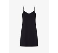 Hanro Womens Hanro Satin Deluxe V-Neck Stretch-Woven Nightdress Black XS