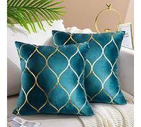 Hanrunsi Blue Cushion Cover 50x50 cm Throw Pillow Covers Teal Soft Solid Decorative Couch Cushions 20x20 inch Velvet for Sofa Couch Living Room Bedroom Bed Home Office Set of 2