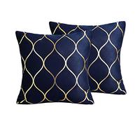 Hanrunsi Cushions Covers 50 x 50 cm, Navy Blue Velvet Decorative Pillows Covers Pack of 2 Soft Throw Pillow Case for Modern Homes Couch Sofa Bedroom Living Room Car 20 X 20 inch