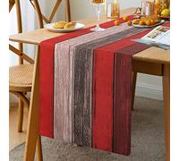 Hanrunsi Red Linen Table Runner 13 x 72 Inch Farmhouse Rustic Retro Barnwood Texture Christmas Table Runner for Dining Table Farmhouse Party Wedding Picnics Outdoor Kitchen Decoration
