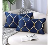 Hanrunsi Velvet Cushion Covers Navy Blue 30 x 50 Decorative Pillows for Sofa Soft 12 x 20 inch Rectanglar Dark Blue Throw Pillow Covers 2 Pack