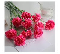 HANRUO 10 Pcs/Silk Carnation Artificial Flowers Bundle Red Yellow Pink Fake Carnations Bouquet Wedding Party Centerpiece Decoration (Color : Rose Red)