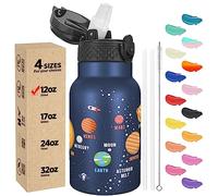 Han's Bottle Kids Water Bottle with Straw Lid - Insulated Stainless Steel Reusable Tumbler for Girls,Boys,Thermo Mug,12oz,Space Planet