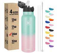Han's Bottle Sports Water Bottle - 24 Oz, Straw Lid, Leak Proof, Vacuum Insulated Stainless Steel, Double Walled, Thermo Mug,Bubble Gum