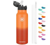 Han's Bottle Sports Water Bottle - 24 Oz, Straw Lid, Leak Proof, Vacuum Insulated Stainless Steel, Double Walled, Thermo Mug,Fire
