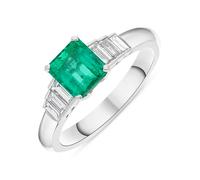 Hans D Krieger 18ct White Gold Emerald Diamond Emerald Cut Cluster Ring - M