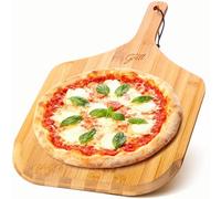 HANS GRILL Wooden Pizza Peel 12 Inch - Bamboo Wood Pizza Peel 12 Inch Paddle For Oven - Restaurant Grade Natural Bamboo Paddle, Multi-use Spatula - Large Wooden Board For Serving and Transferring