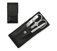 Hans Kniebes 3-Piece Manicure Set with crystal nail file - in Nappa Leather Case - made in EU