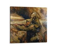 Hans Larwin Famous Work Poster《Soldier And Death》 Art Canvas Painting Decor Wall Print Photo Home Modern Decoratives 12x12inch(30x30cm)