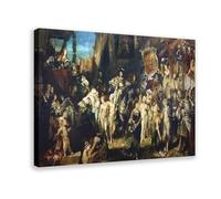 Hans Makart - The Entry of Charles V Into Antwerp Poster Bedroom Canvas Decor Print Wall Art Office Room Aesthetic Decor Gift Frame 12x18inch(30x45cm)