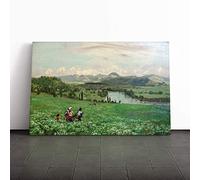 Hans Thoma Family in The Fields Canvas Print | Gallery Wrapped 30mm Frame Wall Art | 30x20 inches | Ready to Hang | Modern Landscape Picture | Living Room Bedroom Lounge Office